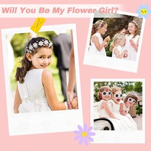9 Pcs Flower Girl Gifts Set, Flower Girl Proposal Gifts Box, Will You Be My Flower Girl for Wedding, Flower Girl Sunglasses Hair Accessory Hairpins Hair Ring Tumbler Cup Wedding Gift Set Wooden Box