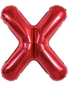 toniful 40 inch large bright red letter balloons a-z, giant jumbo helium foil mylar big letter x balloons for birthday party anniversary wedding decorations