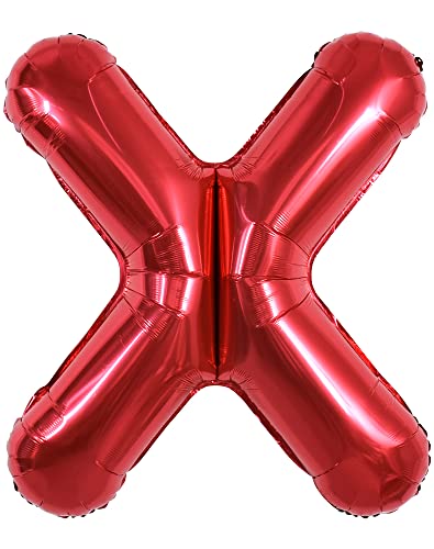 TONIFUL 40 Inch Large Bright Red Letter Balloons A-Z, Giant Jumbo Helium Foil Mylar Big Letter X Balloons for Birthday Party Anniversary Wedding Decorations