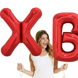 TONIFUL 40 Inch Large Bright Red Letter Balloons A-Z, Giant Jumbo Helium Foil Mylar Big Letter X Balloons for Birthday Party Anniversary Wedding Decorations