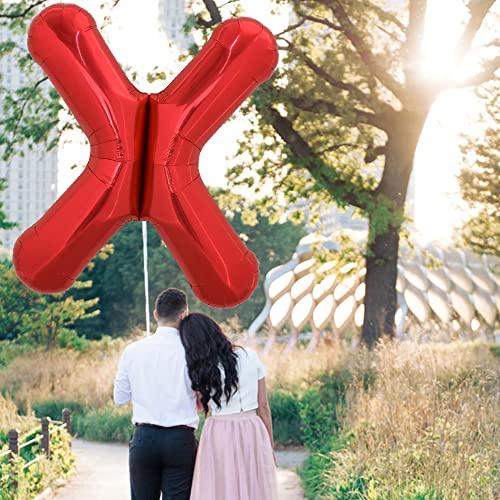 TONIFUL 40 Inch Large Bright Red Letter Balloons A-Z, Giant Jumbo Helium Foil Mylar Big Letter X Balloons for Birthday Party Anniversary Wedding Decorations