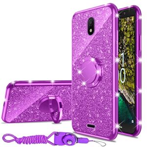 nancheng for nokia c100 case, case for nokia c100 (n152dl) girls women glitter cute luxury soft tpu silicone clear cover with ring stand bumper shockproof full body protection phone case - purple