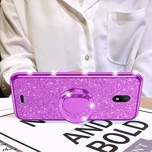 nancheng for Nokia C100 Case, Case for Nokia C100 (N152DL) Girls Women Glitter Cute Luxury Soft TPU Silicone Clear Cover with Ring Stand Bumper Shockproof Full Body Protection Phone Case - Purple