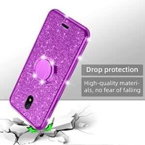 nancheng for Nokia C100 Case, Case for Nokia C100 (N152DL) Girls Women Glitter Cute Luxury Soft TPU Silicone Clear Cover with Ring Stand Bumper Shockproof Full Body Protection Phone Case - Purple