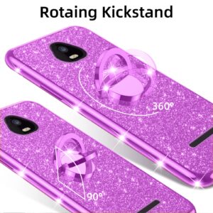 nancheng for Schok Volt SV55 Phone Case (SV55216), Case Schok Volt SV55 Girls Women Glitter Cute Soft TPU Cover with Ring Kickstand Strap Lanyard Bumper Shockproof Protective Cell Case - Purple