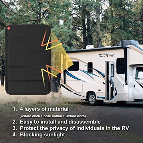 Beletops Foldable Velcro RV Door Window Shade，Camper Door Shade， Thin Shade Ready RV Window Shade，Blocking The Sun's Rays Makes The Interior of The RV Dark for RV Accessories Shade【25''x16''】 Black