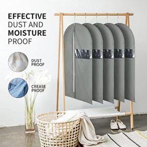 HWAJAN 24"X40"6PACK Garment Bags for Hanging Clothes Travel Suit Cover Bags for Closet Storage with Clear Window Non-Woven Fabric Protector Bag with Zipper for Suits,Coats,Shirt,Jackets,Sweaters