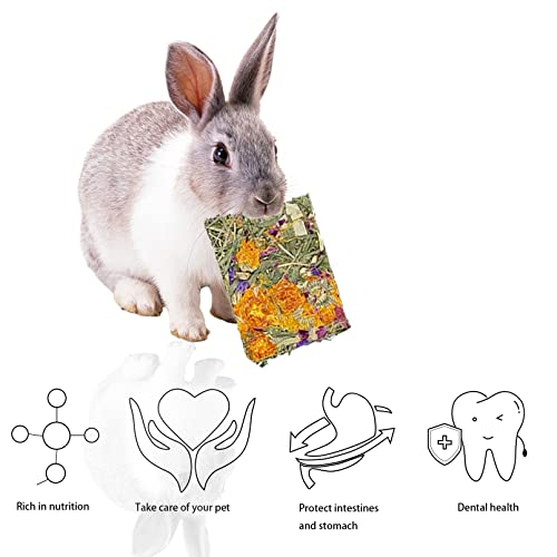 MUYG 10 Pcs Rabbit Chew Toys for Teeth,Chinchilla Natural Timothy Hay Chips Treats Guinea Pig Floral Scent Snacks Treats Dental Health Chewable for Hamsters,Rabbits,Bunny,Chinchillas