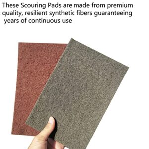 Premium 10 Pack 6" x 9" General Purpose Scuff Pads - Scuffing, Scouring, Sanding, Paint Primer Prep Adhesion Scratch - Surface Preparation Automotive Car Auto Body Woodworking Wood (Brown + Grey)