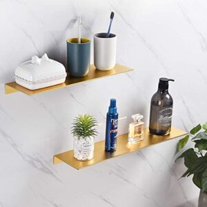 JYL HOME Modern Floating Shelf Wall Mounted Heavy Duty for Living Room Bedroom Bathroom, 12 Inch, Gold, 2 Pack