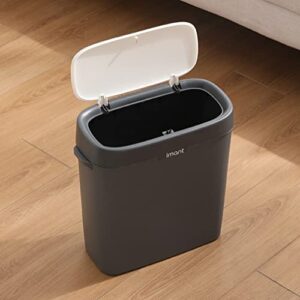 lifkome bathroom trash can with lid 10l slim press type lid slim narrow bedroom garbage can household bin trash can for bedroom living room kitchen toilet office (nomal press type, grey white)
