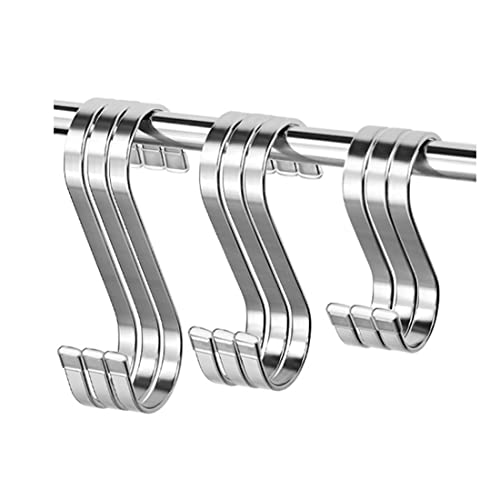 MTWEBES S Hooks for Hanging Plants & Kitchen, S Hook Heavy Duty 4.3 inch/3.7 inch/2.9 inch Stainless Steel Hooks 9 Pack