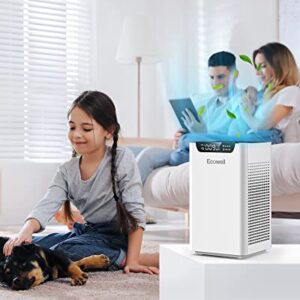 Air Purifiers for Home Bedroom Up to 1102 Sq Ft with Air Quality Sensors, H13 True HEPA Filter, 24 dB Quiet Desktop AirPurifier Clean 99.97% of Dust, Pet Hair, Smoke, Pollen, ECOWELL EAP260, White