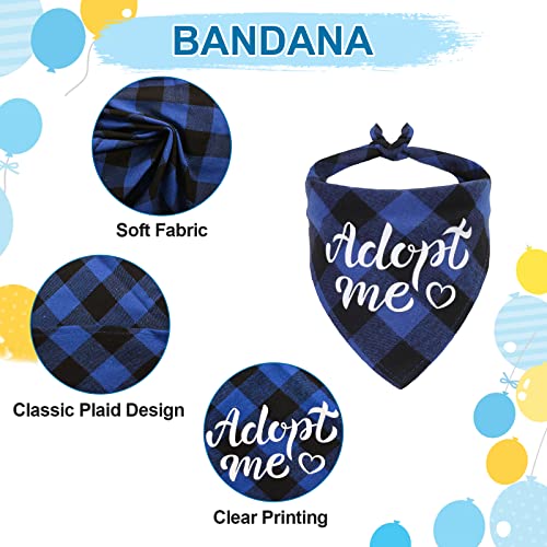 HACRAHO Dog Birthday Bandana Hat Bow Tie Set, 3 Pieces My Gotcha Day Plaid Dog Bandana Dog Triangle Bibs Scarf Bowtie Collar with Cone Dog Birthday Hat for Dog Birthday Party, Blue