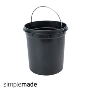 SIMPLEMADE Round Step Trash Can, Stainless Steel with Lid, Small Metal Wastebasket / Garbage Can For Bathroom, Office, Black, 5 Liter / 1.3 Gallon -