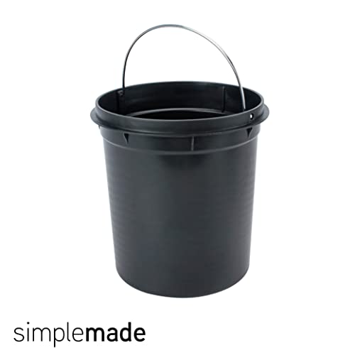 SIMPLEMADE Round Step Trash Can, Stainless Steel with Lid, Small Metal Wastebasket / Garbage Can For Bathroom, Office, Black, 5 Liter / 1.3 Gallon -