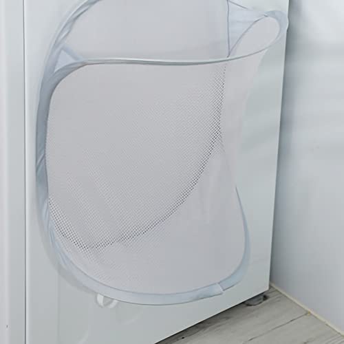 Hanging Laundry,Mesh Collapsible Small Wall Laundry Baskets,Pop Up Laundry Hamper with Hook,Used for Bedroom,Bathroom,Guys and Girls Dorms(Grey)