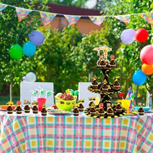 Construction Birthday Cupcake Stand with 24pcs Cupcake Toppers for Construction Themed Zone Party Decorations 3 Tire Dump Truck Car Cupcake Dessert Holder for Construction Baby Shower Party Supplies