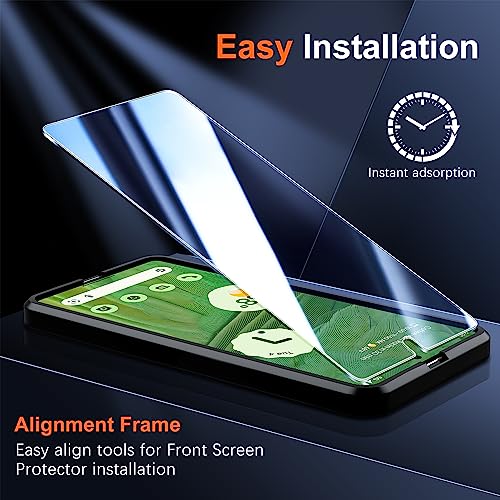 UniqueMe [2+2 Pack] Compatible for Google Pixel 7 5G [2022] Screen Protector Tempered Glass, 2 Pack Camera Lens Protector Case Friendly [Fingerprint Support ][Alignment Tool]