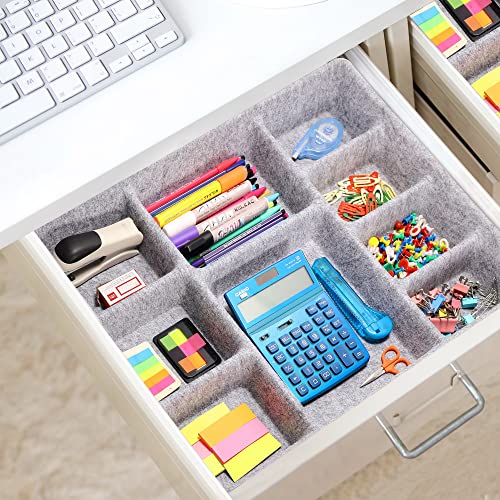 Welaxy Drawer Organizer trays with 9 compartments storage box multi storage purpose for home office desk closet bathroom kitchen (Gray)