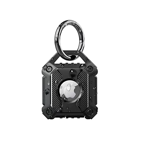 Waterproof AirTag Holder Case with Keychain, Screw Full Cover, Durable, Anti-Scratch, Fully Enclosed, Secure Holder Case Protect for Apple AirTag Tracker (Black 1 Pack)…