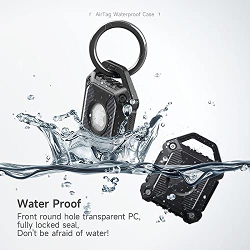 Waterproof AirTag Holder Case with Keychain, Screw Full Cover, Durable, Anti-Scratch, Fully Enclosed, Secure Holder Case Protect for Apple AirTag Tracker (Black 1 Pack)…