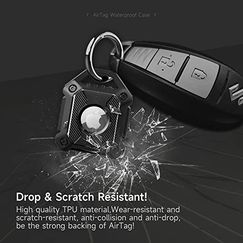 Waterproof AirTag Holder Case with Keychain, Screw Full Cover, Durable, Anti-Scratch, Fully Enclosed, Secure Holder Case Protect for Apple AirTag Tracker (Black 1 Pack)…