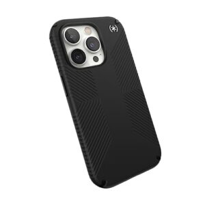 speck iphone 14 pro case - drop protection, scratch resistant, dual layer slim phone case for 6.1 inch iphones 14 pro - built for magsafe - presidio2 grip - black/black/white