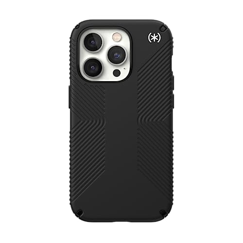 Speck iPhone 14 Pro Case - Drop Protection, Scratch Resistant, Dual Layer Slim Phone Case for 6.1 Inch iPhones 14 Pro - Built for MagSafe - Presidio2 Grip - Black/Black/White