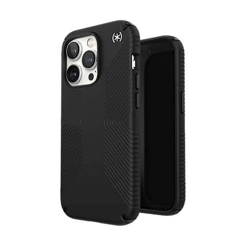 Speck iPhone 14 Pro Case - Drop Protection, Scratch Resistant, Dual Layer Slim Phone Case for 6.1 Inch iPhones 14 Pro - Built for MagSafe - Presidio2 Grip - Black/Black/White