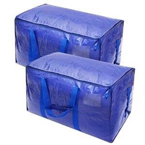 2-pack extra large moving bags heavy duty reusable moving totes storage bag boxes containers for space saving storage, carrying, travelling, college dorm packing, blue