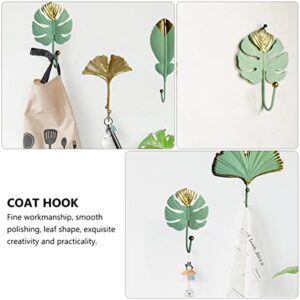 Alipis 3pcs Gift Clothing Rack Bags Hanging Robe Bathroom Cast Metal Leaf Holder Mounted for Multifunctional Hanger Monstera Car Rustic Home Coat Hooks Key Hat Shaped Iron Cloth Towel