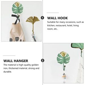 Alipis 3pcs Gift Clothing Rack Bags Hanging Robe Bathroom Cast Metal Leaf Holder Mounted for Multifunctional Hanger Monstera Car Rustic Home Coat Hooks Key Hat Shaped Iron Cloth Towel