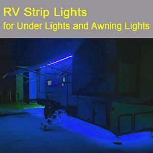 Dobertry Rv Underglow Led Light Kit, Underbody Accent Lighting for Camper Motorhome Travel Trailer Concession Stands Food Trucks, Rv Led Light Strip, Rv Awning Lighs, 5m(16.4ft), Dc 12v, Blue