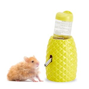 Howise Small Animal Water Bottle, Hamster Water Bottle Ceramic Hamster Kettle, Leakproof Pet Ceramic Kettle, Hamster Supplies, Hamster Drinker Stand (Yellow)