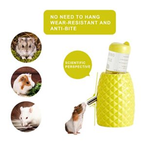 Howise Small Animal Water Bottle, Hamster Water Bottle Ceramic Hamster Kettle, Leakproof Pet Ceramic Kettle, Hamster Supplies, Hamster Drinker Stand (Yellow)