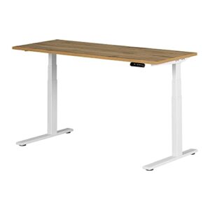 south shore ezra adjustable height standing desk, nordik oak and white