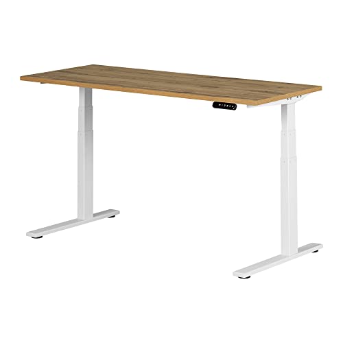 South Shore Ezra Adjustable Height Standing Desk, Nordik Oak and White