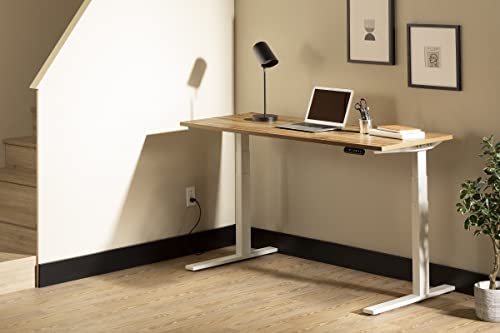 South Shore Ezra Adjustable Height Standing Desk, Nordik Oak and White