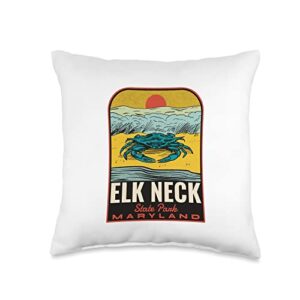 elk neck state park merch elk neck state park md vintage travel throw pillow, 16x16, multicolor