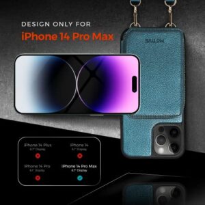 MOTIVE for iPhone 14 Pro Max Wallet Case Designed in New York, Crossbody Phone Case for Apple iPhone 14 Zipper Purse Case Wallet with RFID Blocking Card Holder | 6.7" Blue Teal - Fancy Series