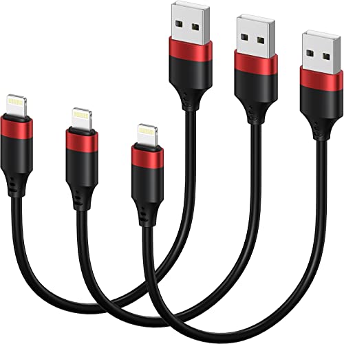 Bkduice 3Pack 1ft iPhone Cable Short, iPhone Charger Cord 1 Foot Lightning to USB Data Sync Cable 12 inch Fast Charging Cord Compatible with iPhone 12/11 Pro/X/XR/XS Max/Plus/8/7/6, Red