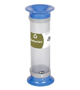 glasdon c-thru 10q battery recycling tube (blue) – small battery recycling bin – compact 10q transparent battery collection tube – standard/recycle across america decals (recycle across america decal)