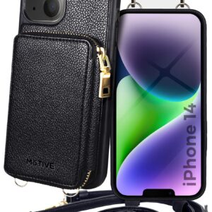 MOTIVE for iPhone 14 Wallet Case, Designed in New York, Crossbody Phone Case for Apple iPhone 14, Zipper Purse Case Wallet with RFID Blocking Card Holder | 6.1" Color Black - Fancy Series