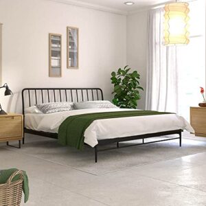 rst brands kairosis metal indoor modern bed, rolled poplar veneer slats, no box spring needed, king (u.s. standard), black