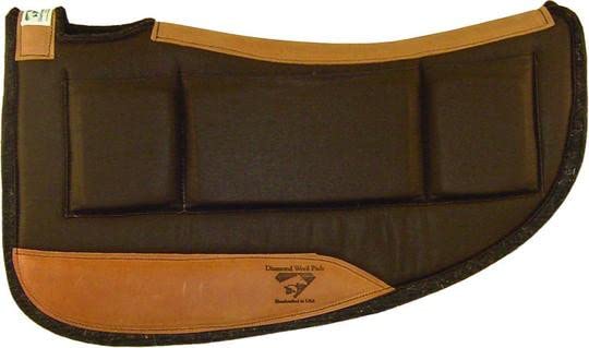 Diamond Wool Contoured Pressure Relief Western Saddle Pad with Shims for Horses 30x30 Round — 1/2" Thickness, Cobalt