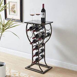 kings brand furniture - freestanding wine rack stand storage & display holder - holds 11 bottles, brushed gold finish