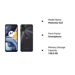 Motorola G22 (XT2231) Dual SIM, 128GB + 4GB, Factory Unlocked GSM, International Version (Fast Car Charger Bundle) - No Warranty - (Black)