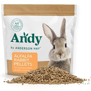 andy alfalfa hay pellets, premium bunny food for rabbits, alfalfa pellets for pregnant bunnies, young rabbit food, rich in calcium and protein, 5 lbs bag