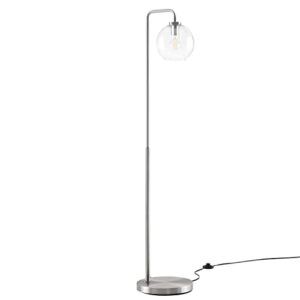 modway silo 1-light modern glass/metal floor lamp in satin nickel